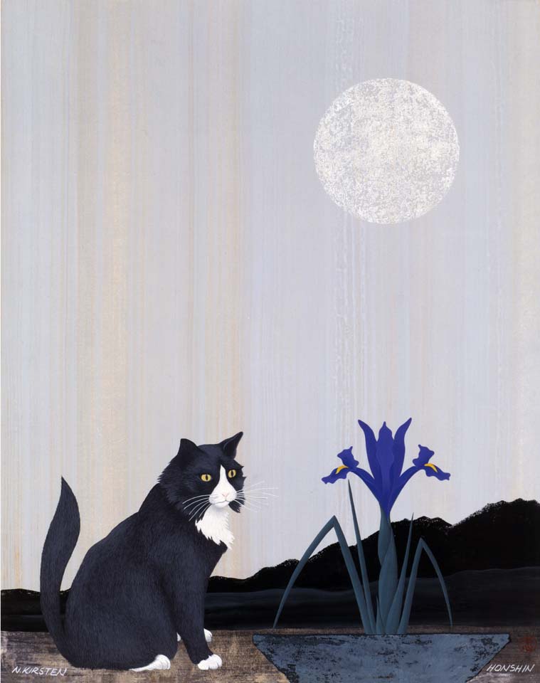 2001 Zen Cat Meditates on Essence of Iris Essence of Moon